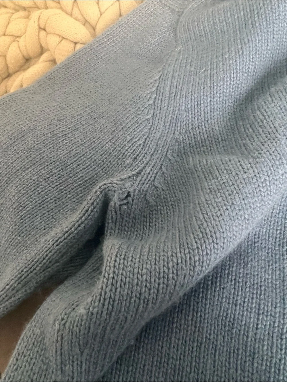 Boden Dusty Blue Ribbed Turtleneck Cashmere Cotton Blend Blue Gray UK 12 US 8